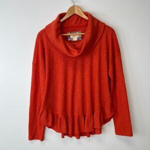 Anthropologie Sweater Women Small Maeve Boho Cowl Peplum Fuzzy Lightweight Core